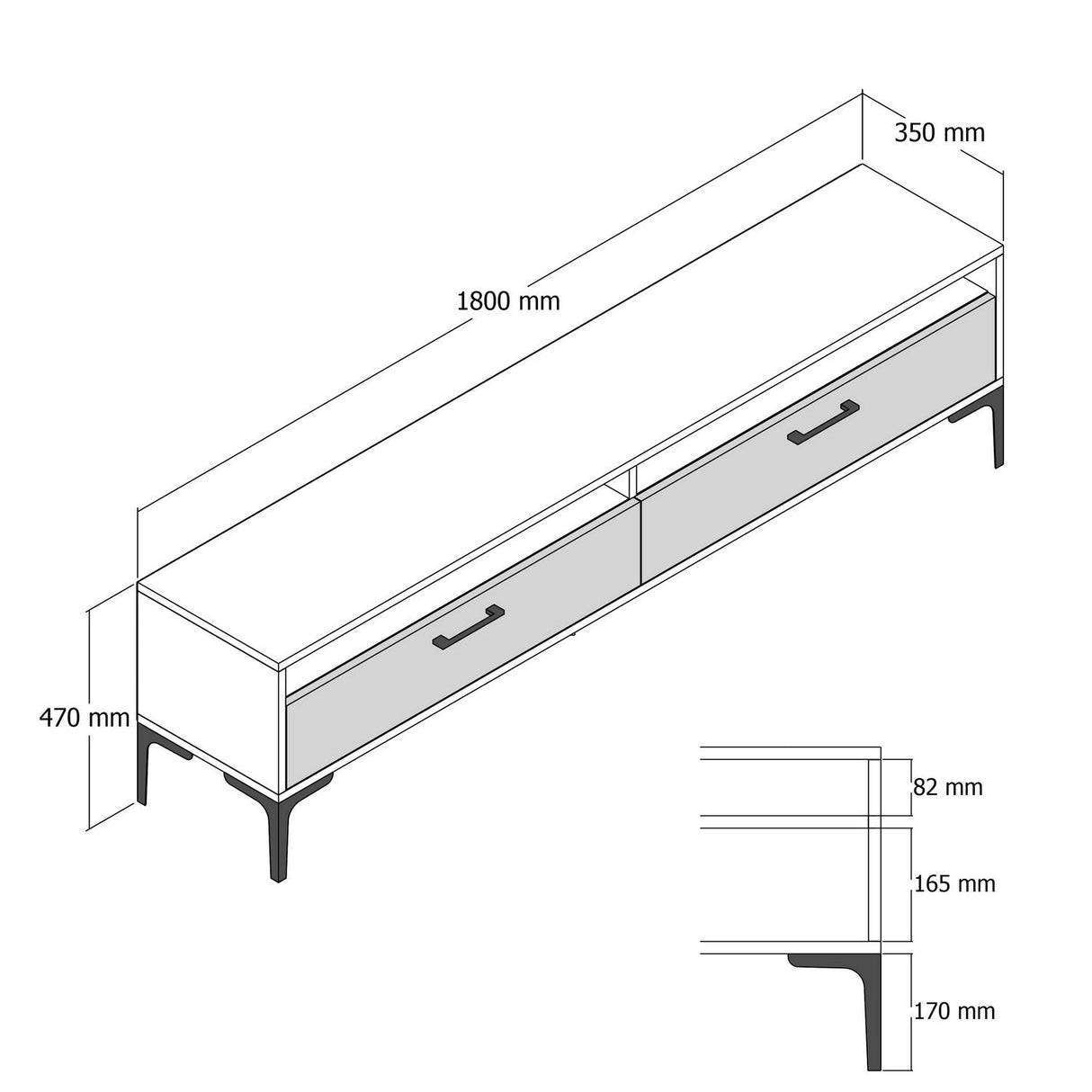 Comodă TV Istanbul 2, Diverse culori, 180x47x35 cm - Nuc - Alb | SKU: 845HCT5516 | Comodă TV Istanbul 2, 180x47x35 cm, varianta Nuc - Alb, produs pentru amenajarea locuinței, disponibil online în România la CasaMob