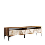 Comodă TV Istanbul 2, Diverse culori, 180x47x35 cm - Nuc - White marble | SKU: 845HCT5517 | Comodă TV Istanbul 2, 180x47x35 cm, varianta Nuc - White marble, produs pentru amenajarea locuinței, disponibil online în România la CasaMob
