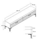 Comodă TV Istanbul 2, Diverse culori, 180x47x35 cm - Nuc - White marble | SKU: 845HCT5517 | Comodă TV Istanbul 2, 180x47x35 cm, varianta Nuc - White marble, produs pentru amenajarea locuinței, disponibil online în România la CasaMob