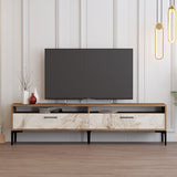 Comodă TV Istanbul 2, Diverse culori, 180x47x35 cm - Nuc - White marble | SKU: 845HCT5517 | Comodă TV Istanbul 2, 180x47x35 cm, varianta Nuc - White marble, produs pentru amenajarea locuinței, disponibil online în România la CasaMob