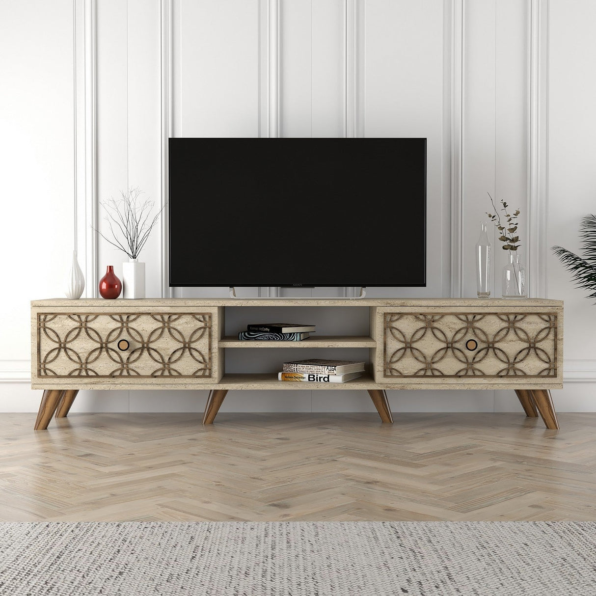 Comodă TV Class, Diverse culori, Diverse dimensiuni - Travertin - 180x37x44 cm | SKU: 845HCT5599 | Comodă TV Class, varianta Travertin - 180x37x44 cm, produs pentru amenajarea locuinței, disponibil online în România la CasaMob