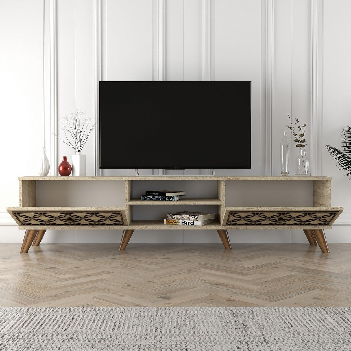 Comodă TV Class, Diverse culori, Diverse dimensiuni - Travertin - 180x37x44 cm | SKU: 845HCT5599 | Comodă TV Class, varianta Travertin - 180x37x44 cm, produs pentru amenajarea locuinței, disponibil online în România la CasaMob