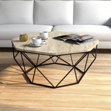 Măsuță de cafea Diamond, Travertin, 90x90x38 cm