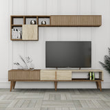 Comodă TV Milan, Nuc - Travertin, 180x35x40 cm