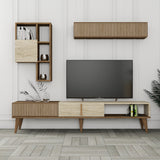 Comodă TV Milan, Nuc - Travertin, 180x35x40 cm