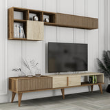 Comodă TV Milan, Nuc - Travertin, 180x35x40 cm