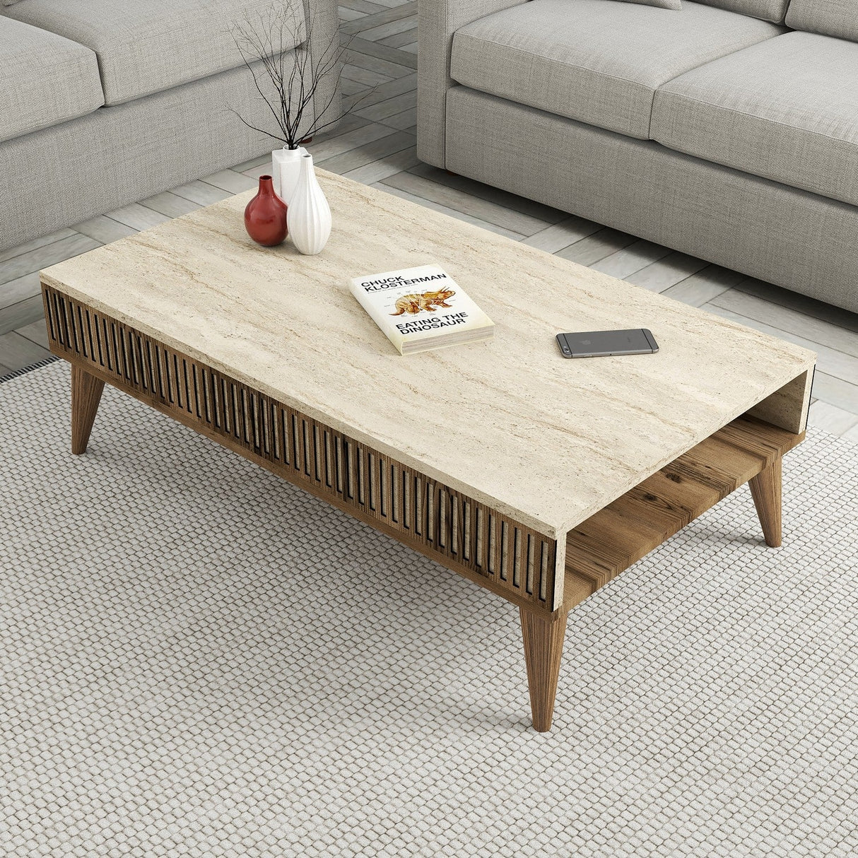 Set mobilă pentru sufragerie Milan, Diverse culori, 180x35x40 cm - Nuc - Travertin | SKU: 845HCT5609 | Set mobilă pentru sufragerie Milan, 180x35x40 cm, varianta Nuc - Travertin, produs pentru amenajarea locuinței, disponibil online în România la CasaMob