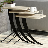 Set 3 măsuțe de cafea Pion 3, Travertin, 35x45x49 cm