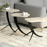 Set 3 măsuțe de cafea Pion 3, Travertin, 35x45x49 cm
