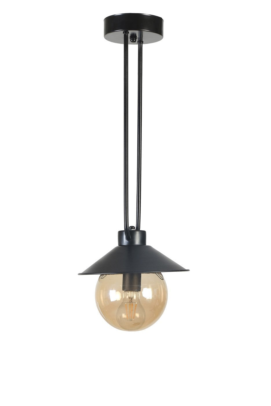 Lustră 8801-4, Amber - Negru, Ø23x60 cm