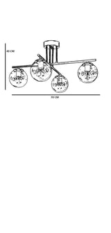 Lustră 8789-2, Auriu - Negru - Amber, Ø70x40 cm