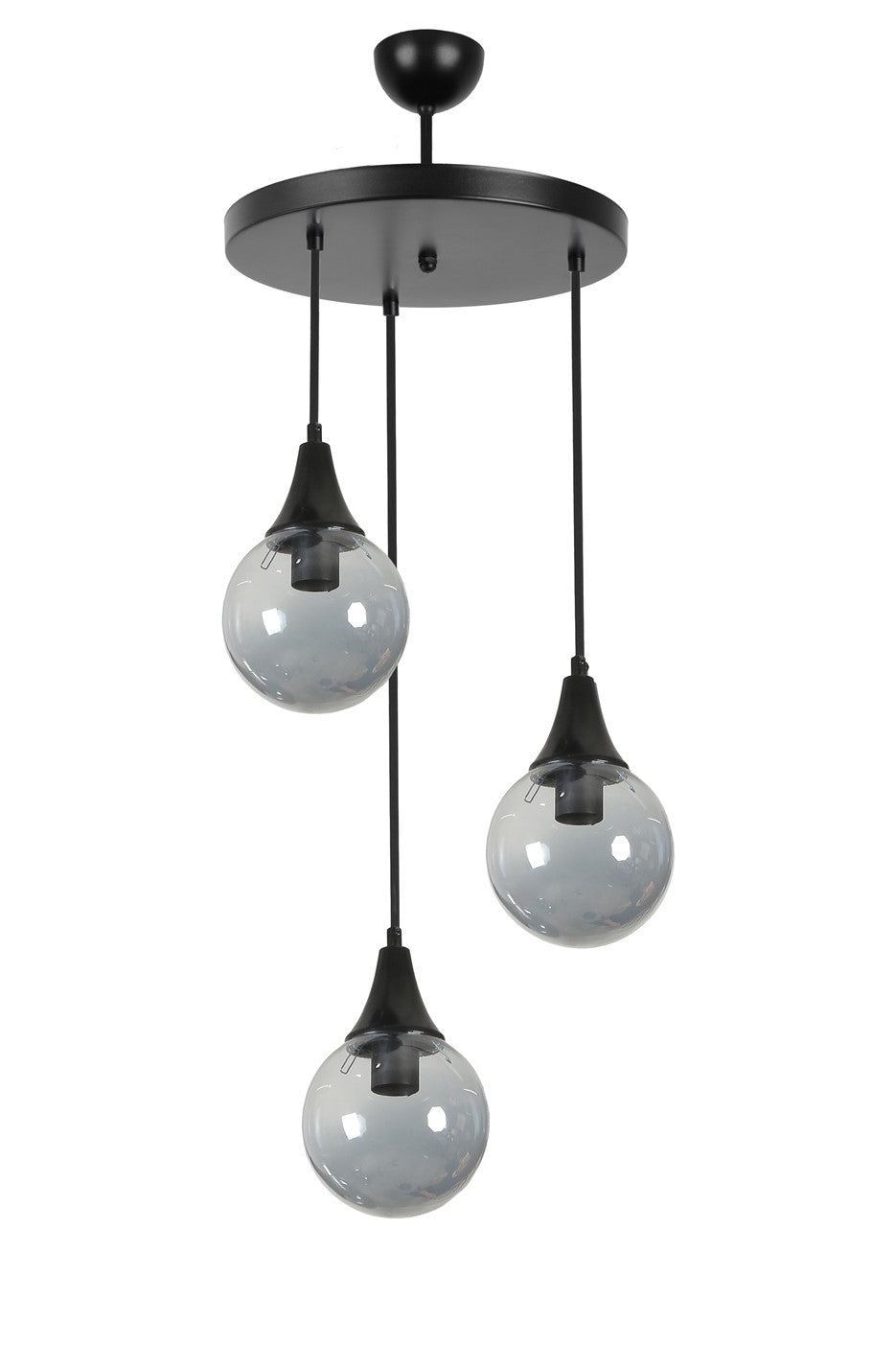 Lustră 8811-3, Negru - Fumuriu, Ø30x70 cm