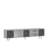 Comodă TV Sinef, Diverse culori, 180x30x46 cm - Alb - Antracit | SKU: 851AVH3084 | Comodă TV Sinef, 180x30x46 cm, varianta Alb - Antracit, produs pentru amenajarea locuinței, disponibil online în România la CasaMob