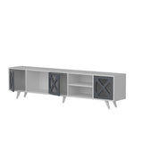 Comodă TV Sinef, Diverse culori, 180x30x46 cm - Alb - Antracit | SKU: 851AVH3084 | Comodă TV Sinef, 180x30x46 cm, varianta Alb - Antracit, produs pentru amenajarea locuinței, disponibil online în România la CasaMob