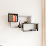 Raft de perete Ayder, Nuc - Alb - Gri (diverse dimensiuni) - Antracit, SKU 854KLN1708