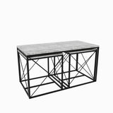 Set 3  masute de cafea Defne, Stejar - Alb - Galben - Crem - Negru - Gri, 100 x 52 x 50 cm - Bej, SKU 854KLN2904