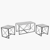 Set 3  masute de cafea Defne, Stejar - Alb - Galben - Crem - Negru - Gri, 100 x 52 x 50 cm - Bej, SKU 854KLN2904