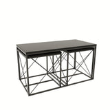 Set 3  masute de cafea Defne, Stejar - Alb - Galben - Crem - Negru - Gri, 100 x 52 x 50 cm - Antracit, SKU 854KLN2904