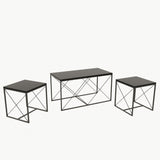 Set 3  masute de cafea Defne, Stejar - Alb - Galben - Crem - Negru - Gri, 100 x 52 x 50 cm - Antracit, SKU 854KLN2904
