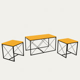 Set 3  masute de cafea Defne, Stejar - Alb - Galben - Crem - Negru - Gri, 100 x 52 x 50 cm - Galben, SKU 854KLN2904