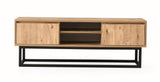 COMODA TV Zealot cu 2 Sertare si Rafturi, Lemn natural, 180 x 50 x 40 cm