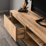 Comoda TV Belinda 140, Stejar  Negru, 140 x 50 x 40 cm