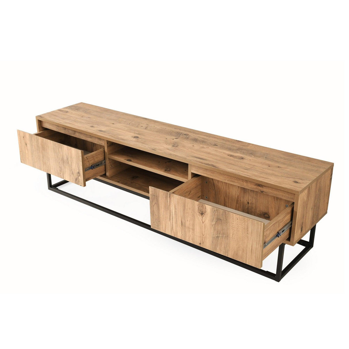 Comoda TV Belinda 140, Stejar  Negru, 140 x 50 x 40 cm