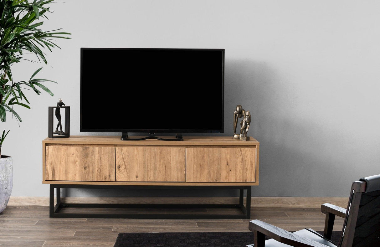 Comoda TV Tılsım 140, Stejar Negru, 140 x 50 x 40 cm