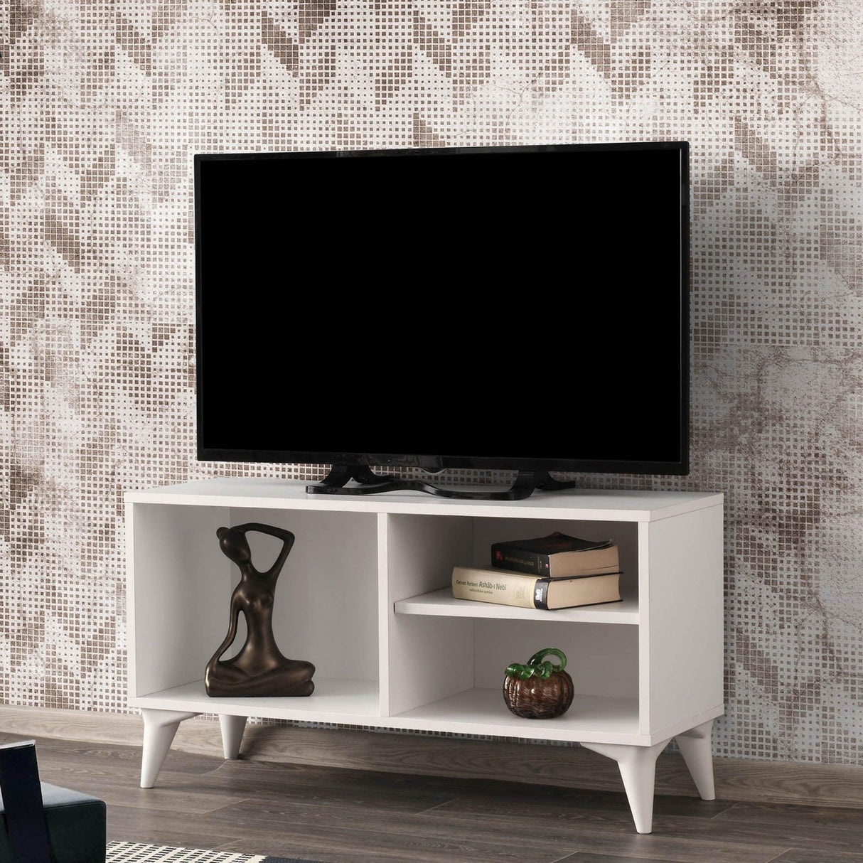 Comoda TV Zisino, Alb - Crem - Nuc - Gri (diverse dimensiuni) - Alb, SKU 854KLN3009