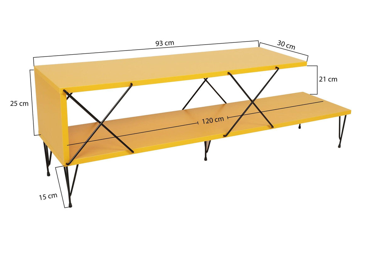COMODA TV Street, Galben - Gri - Alb - Maro, 120 x 40 x 30 cm - Galben, SKU 854KLN3055