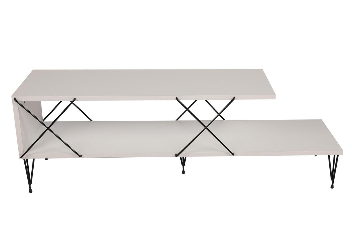 COMODA TV Street, Galben - Gri - Alb - Maro, 120 x 40 x 30 cm - Alb, SKU 854KLN3055