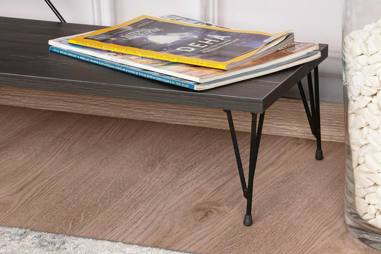 COMODA TV Street, Galben - Gri - Alb - Maro, 120 x 40 x 30 cm - Maro inchis, SKU 854KLN3055