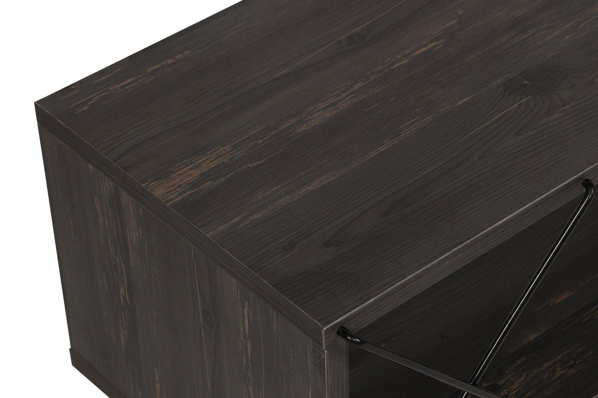 COMODA TV Street, Galben - Gri - Alb - Maro, 120 x 40 x 30 cm - Maro inchis, SKU 854KLN3055