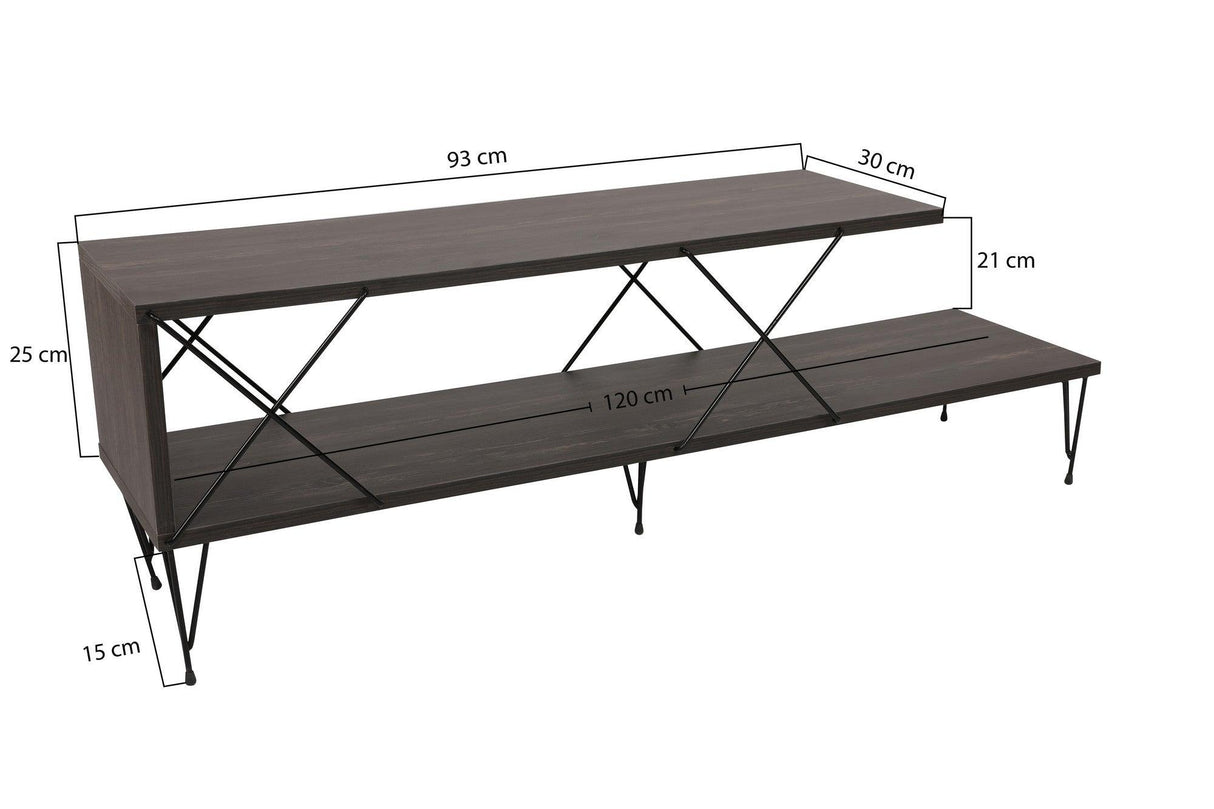COMODA TV Street, Galben - Gri - Alb - Maro, 120 x 40 x 30 cm - Maro inchis, SKU 854KLN3055