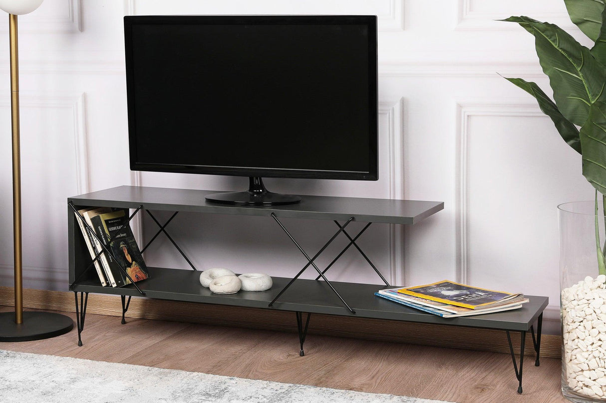 COMODA TV Street, Galben - Gri - Alb - Maro, 120 x 40 x 30 cm - Gri, SKU 854KLN3055
