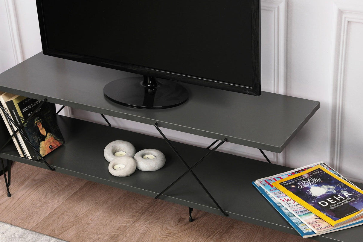 COMODA TV Street, Galben - Gri - Alb - Maro, 120 x 40 x 30 cm - Gri, SKU 854KLN3055