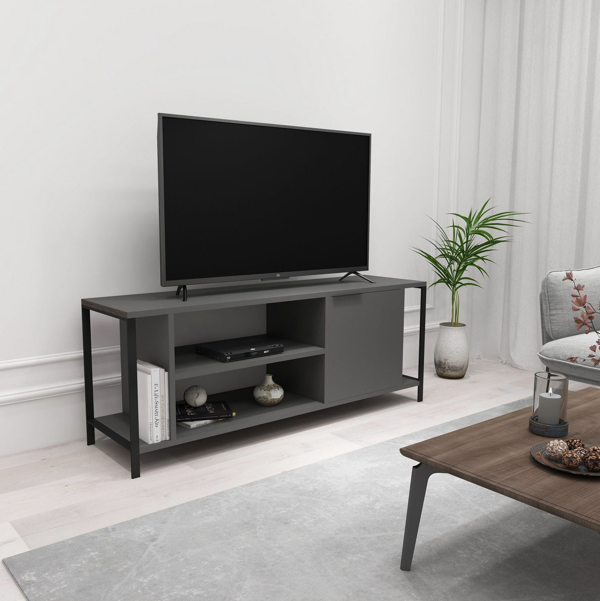 Comodă TV Bond, Diverse culori, 120x35x48 cm - Antracit - Negru | SKU: 854KLN3066 | Comodă TV Bond, 120x35x48 cm, varianta Antracit - Negru, produs pentru amenajarea locuinței, disponibil online în România la CasaMob