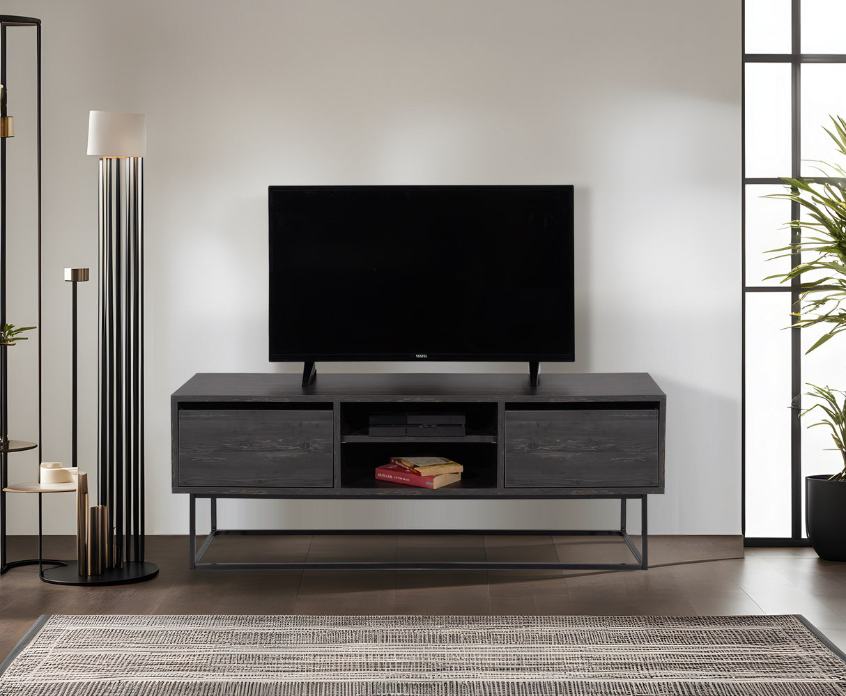 Comodă TV Escape 140 - Rebab, Maro închis - Negru, 140x40x50 cm