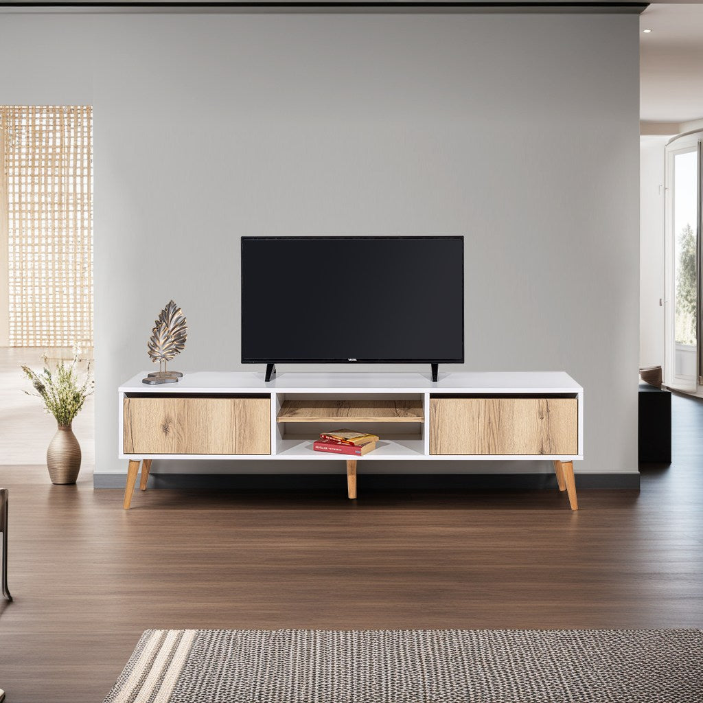 Comodă TV Kraf 180, Felt - Alb, 180x40x50 cm