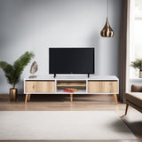 Comodă TV Kraf 180, Felt - Alb, 180x40x50 cm