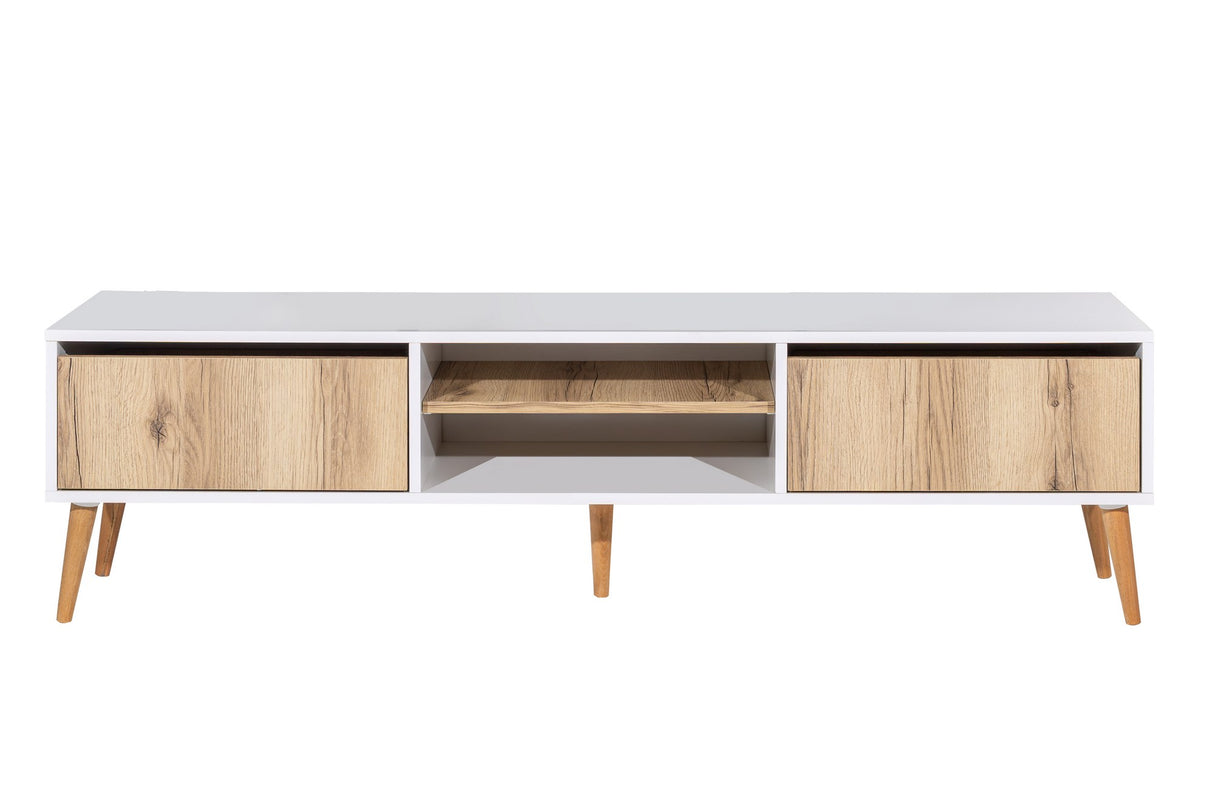 Comodă TV Kraf 180, Felt - Alb, 180x40x50 cm