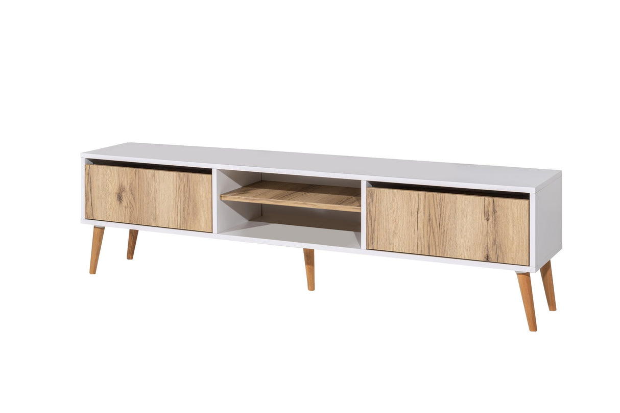 Comodă TV Kraf 180, Felt - Alb, 180x40x50 cm