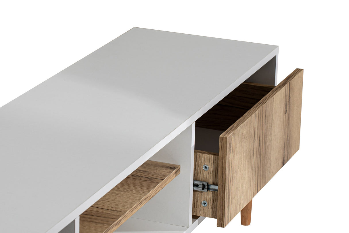 Comodă TV Kraf 180, Felt - Alb, 180x40x50 cm