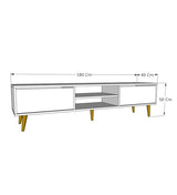 Comodă TV Kraf 180, Felt - Alb, 180x40x50 cm