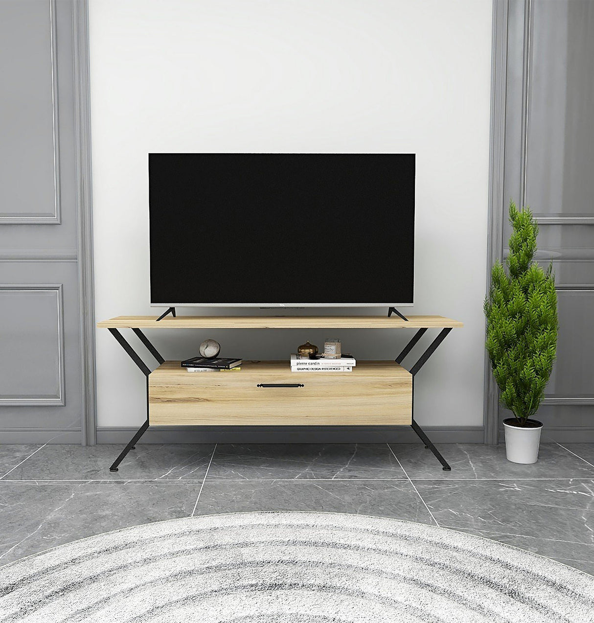 Comodă TV Tarz, Diverse culori, Diverse dimensiuni - Felt - Negru - 124x35x54 cm | SKU: 854KLN3077 | Comodă TV Tarz, varianta Felt - Negru - 124x35x54 cm, produs pentru amenajarea locuinței, disponibil online în România la CasaMob