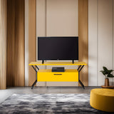 Comodă TV Tarz, Diverse culori, Diverse dimensiuni - Galben - Negru - 125x35x54 cm | SKU: 854KLN3081 | Comodă TV Tarz, varianta Galben - Negru - 125x35x54 cm, produs pentru amenajarea locuinței, disponibil online în România la CasaMob