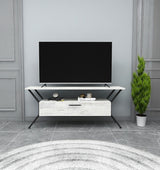 Comodă TV Tarz - Crystal, Gri - Negru, 124x35x54 cm