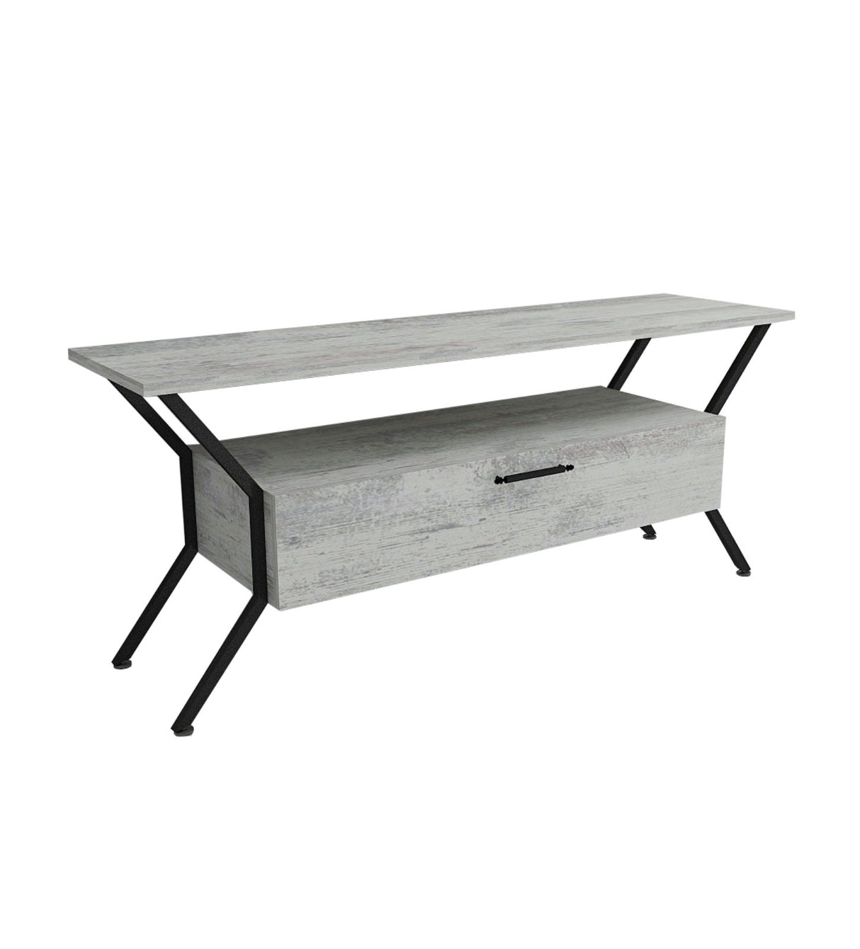 Comodă TV Tarz - Crystal, Gri - Negru, 124x35x54 cm