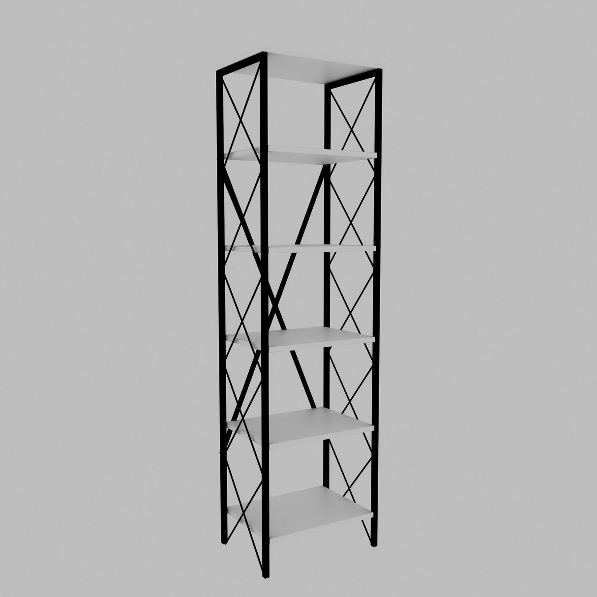 Bibliotecă Suadiye, Diverse culori, 50x30x180 cm - Alb - Negru | SKU: 854KLN3614 | Bibliotecă Suadiye, 50x30x180 cm, varianta Alb - Negru, produs pentru amenajarea locuinței, disponibil online în România la CasaMob