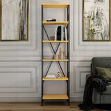 Bibliotecă Suadiye, Diverse culori, 50x30x180 cm - Galben - Negru | SKU: 854KLN3615 | Bibliotecă Suadiye, 50x30x180 cm, varianta Galben - Negru, produs pentru amenajarea locuinței, disponibil online în România la CasaMob